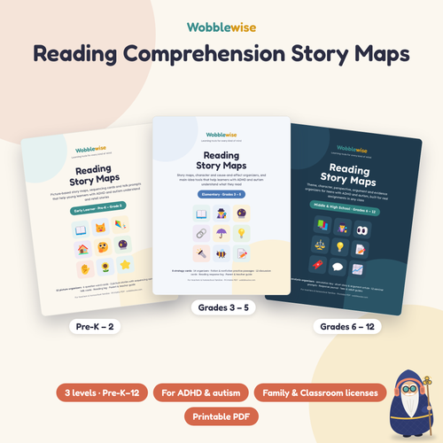 Reading Comprehension Story Maps cover with the Wobblewise Wiseman
